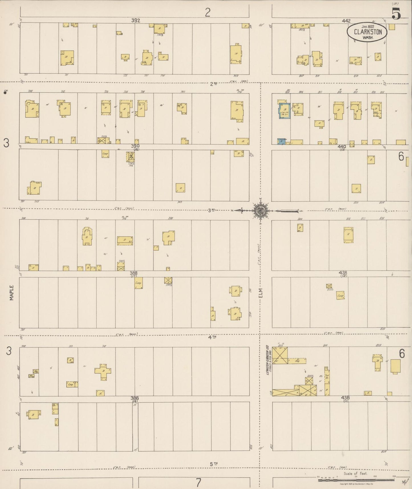 Sanborn Fire Insurance Map from Clarkston, Asotin County, Washington (1922), Sheet #0005 - Complete Map Set gallery image, historic Sanborn map, vintage wall art, Washington Washington