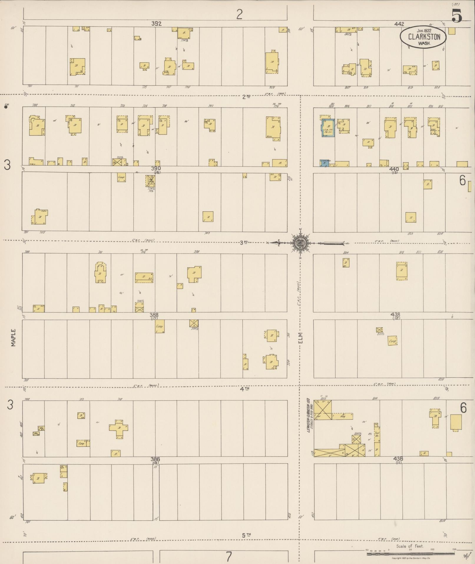 Sanborn Fire Insurance Map from Clarkston, Asotin County, Washington (1922), Sheet #0005 - Complete Map Set gallery image, historic Sanborn map, vintage wall art, Washington Washington