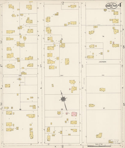 Sanborn Fire Insurance Map from Grants Pass, Josephine County, Oregon (1911), Sheet #0004 - Complete Map Set gallery image, historic Sanborn map, vintage wall art, Oregon Oregon