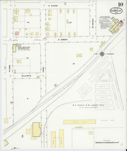 Sanborn Fire Insurance Map from Humboldt, Gibson County, Tennessee (1910), Sheet #0010 - Complete Map Set gallery image, historic Sanborn map, vintage wall art, Tennessee Tennessee