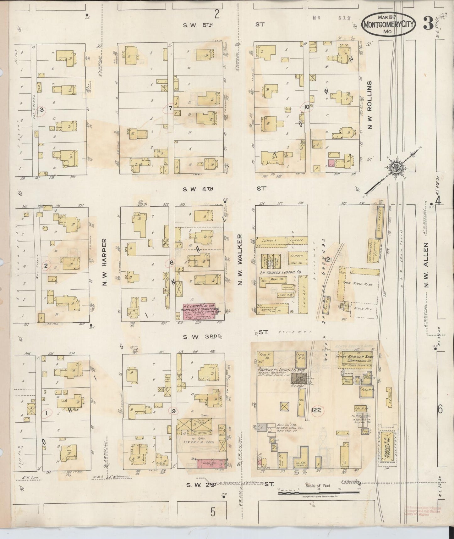 Sanborn Fire Insurance Map from Montgomery City, Montgomery County, Missouri (1932), Sheet #0003 - Complete Map Set gallery image, historic Sanborn map, vintage wall art, Missouri Missouri
