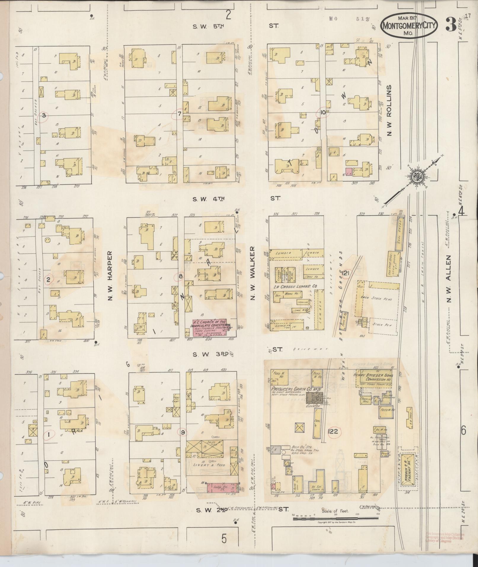 Sanborn Fire Insurance Map from Montgomery City, Montgomery County, Missouri (1932), Sheet #0003 - Complete Map Set gallery image, historic Sanborn map, vintage wall art, Missouri Missouri