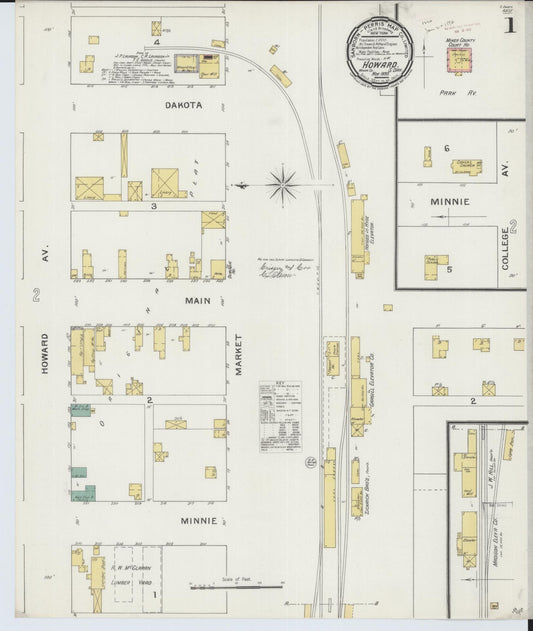 Sanborn Fire Insurance Map from Howard, Miner County, South Dakota. (1893) – Historic Sanborn Fire Insurance Map Print