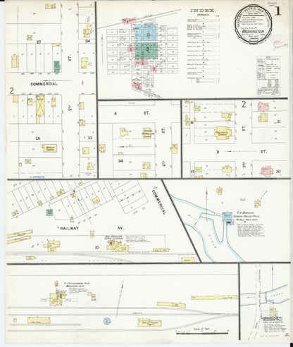 Sanborn Fire Insurance Map from Washington, Washington County, Kansas (1897), Sheet #0001 - Complete Map Set gallery image, historic Sanborn map, vintage wall art, Sanborn Fire Insurance Map from Washington Washington
