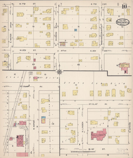 Sanborn Fire Insurance Map from Northfield, Rice County, Minnesota (1922), Sheet #0010 - Historic Sanborn Fire Insurance Map Print, vintage old map wall art, antique decor, genealogy gift, Minnesota Minnesota map
