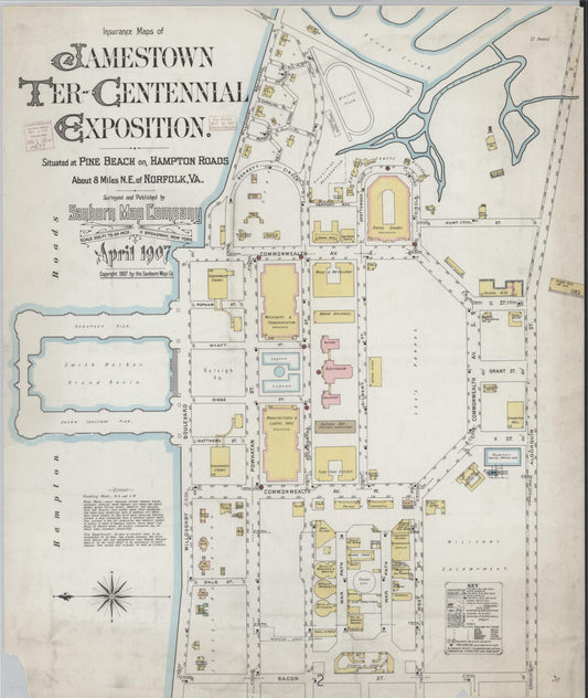 Sanborn Fire Insurance Map from Norfolk, Independent Cities, Virginia (1907), Sheet #0001 - Complete Map Set gallery image, historic Sanborn map, vintage wall art, Virginia Virginia
