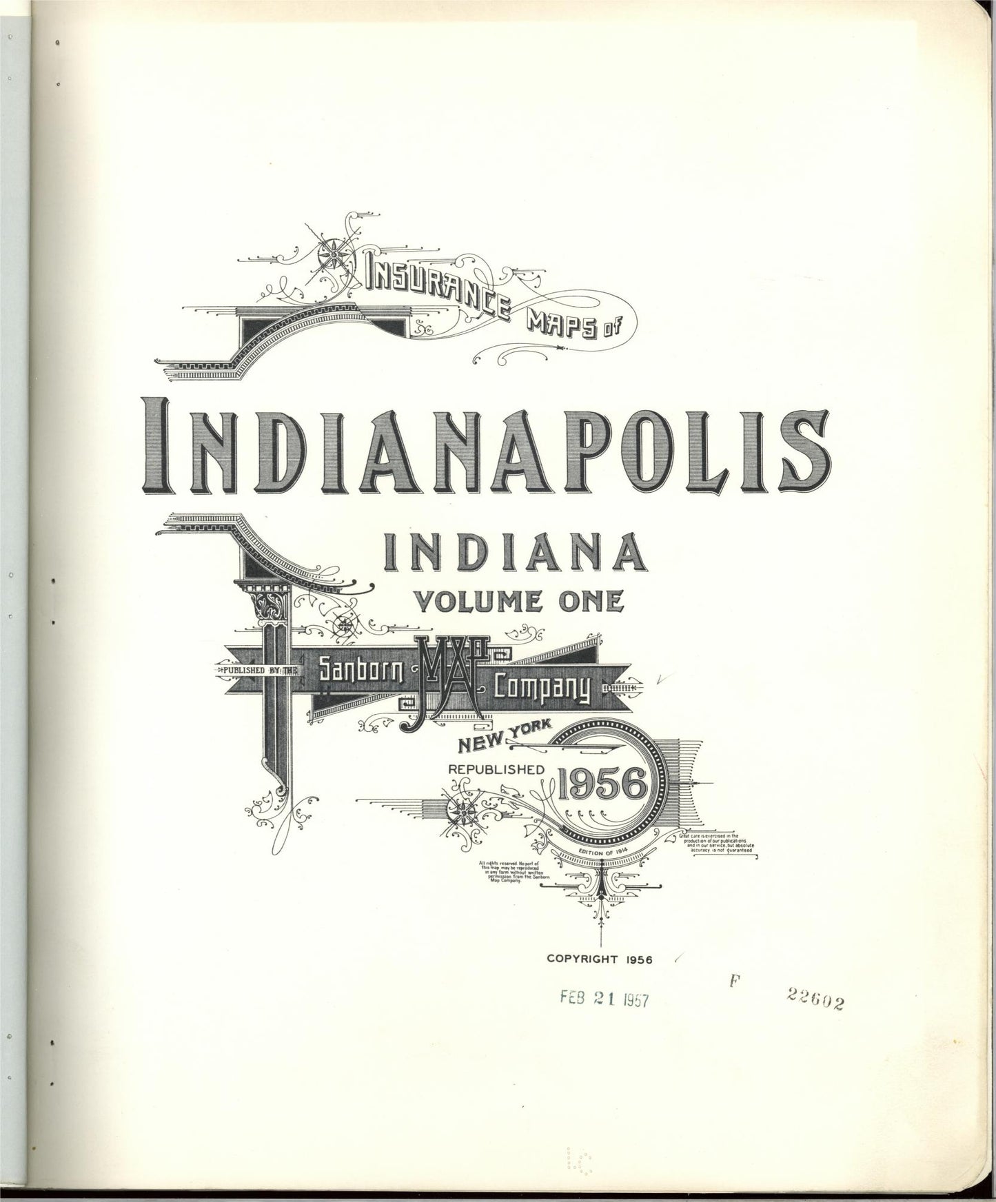 Sanborn Fire Insurance Map from Indianapolis, Marion County, Indiana (1956), Sheet #0001 - Historic Sanborn Fire Insurance Map Print, vintage old map wall art, antique decor, genealogy gift, Indiana Indiana map