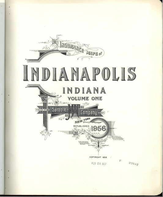 Sanborn Fire Insurance Map from Indianapolis, Marion County, Indiana (1956), Sheet #0001 - Historic Sanborn Fire Insurance Map Print, vintage old map wall art, antique decor, genealogy gift, Indiana Indiana map