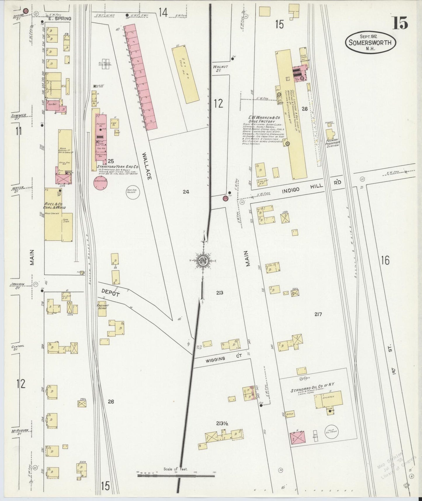 Sanborn Fire Insurance Map from Somersworth, Strafford County, New Hampshire (1912), Sheet #0015 - Complete Map Set gallery image, historic Sanborn map, vintage wall art, Maine Maine