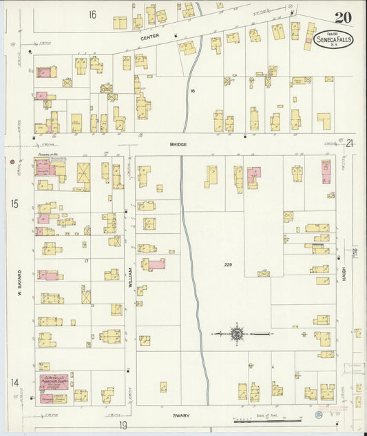 Sanborn Fire Insurance Map from Seneca Falls, Seneca County, New York (1911), Sheet #0020 - Historic Sanborn Fire Insurance Map Print, vintage old map wall art, antique decor, genealogy gift, New York New York map