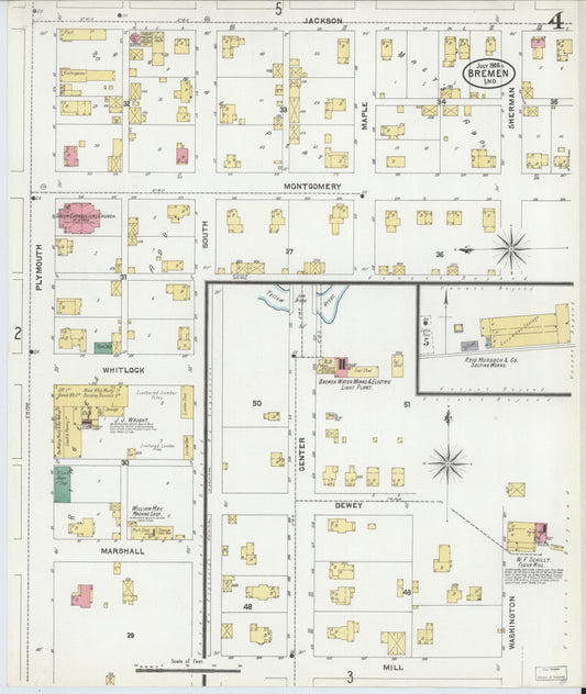 Sanborn Fire Insurance Map from Bremen, Marshall County, Indiana (1905), Sheet #0004 - Historic Sanborn Fire Insurance Map Print, vintage old map wall art, antique decor, genealogy gift, Indiana Indiana map