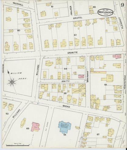 Sanborn Fire Insurance Map from New London, New London County, Connecticut (1891), Sheet #0009 - Complete Map Set gallery image, historic Sanborn map, vintage wall art, Connecticut Connecticut