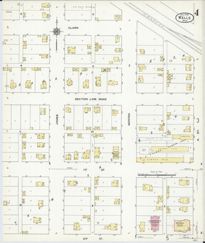 Sanborn Fire Insurance Map from Wells, Faribault County, Minnesota (1909), Sheet #0004 - Historic Sanborn Fire Insurance Map Print, vintage old map wall art, antique decor, genealogy gift, Minnesota Minnesota map