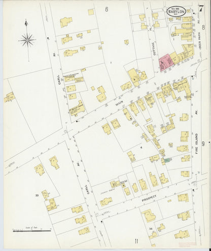 Sanborn Fire Insurance Map from Babylon, Suffolk County, New York (1908), Sheet #0007 - Complete Map Set gallery image, historic Sanborn map, vintage wall art, New York New York
