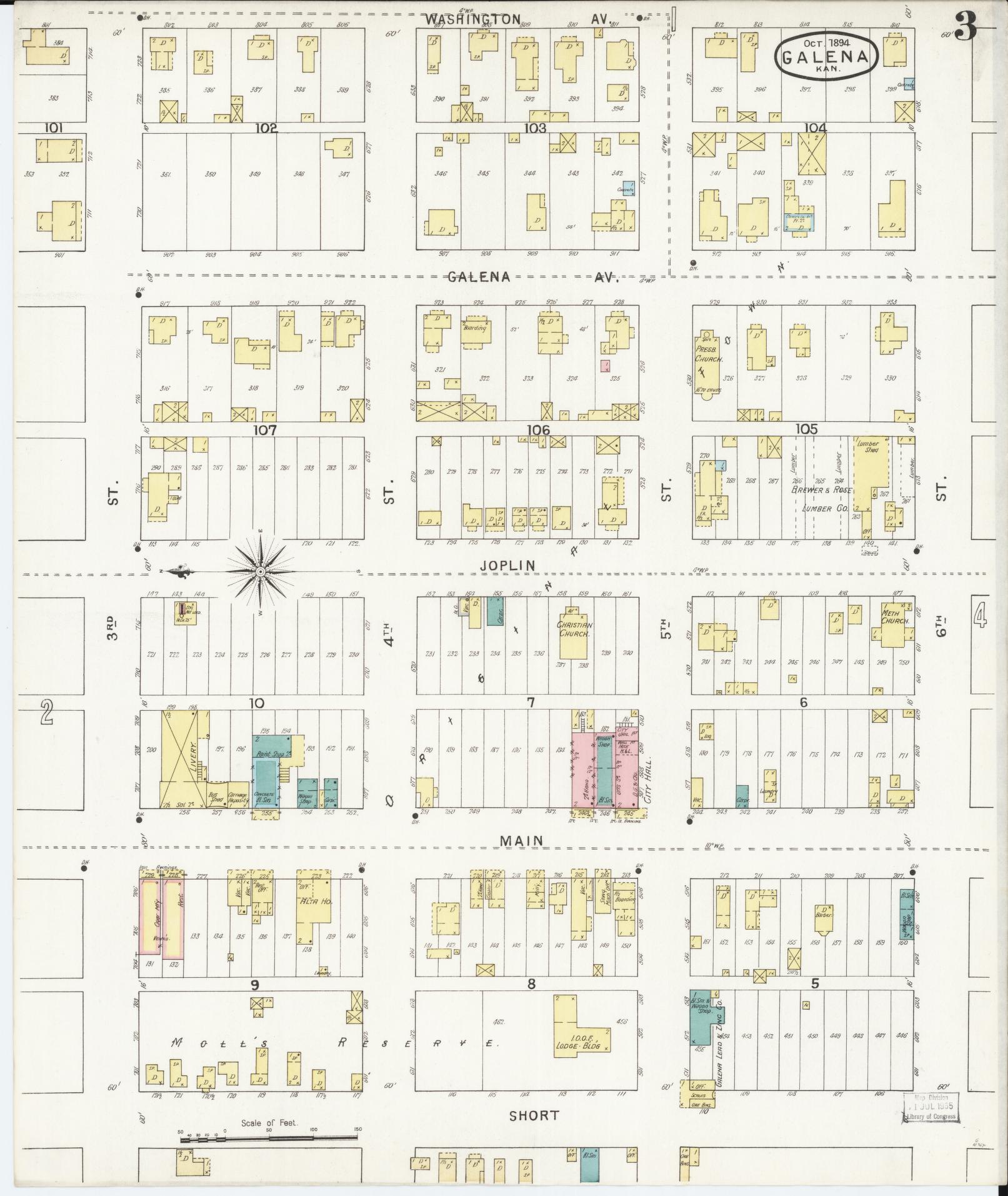 Sanborn Fire Insurance Map from Galena, Cherokee County, Kansas (1894), Sheet #0003 - Complete Map Set gallery image, historic Sanborn map, vintage wall art, Kansas Kansas