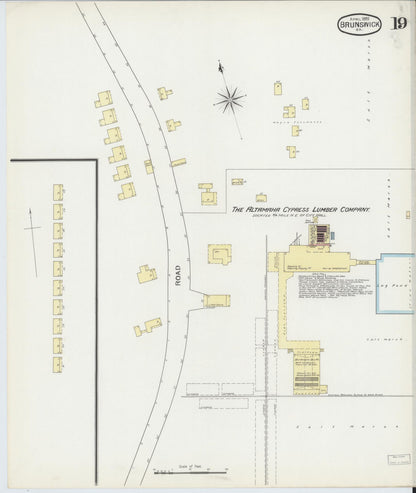 Sanborn Fire Insurance Map from Brunswick, Glynn County, Georgia (1893), Sheet #0019 - Complete Map Set gallery image, historic Sanborn map, vintage wall art, Georgia Georgia