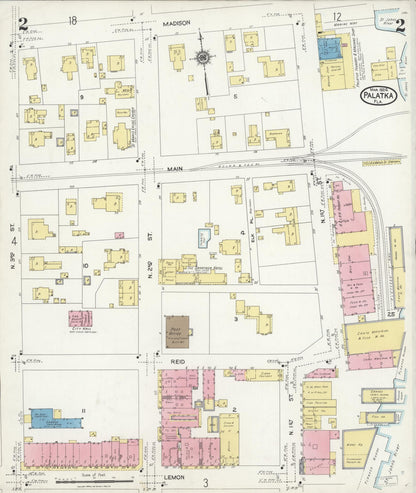 Sanborn Fire Insurance Map from Palatka, Putnam County, Florida (1924), Sheet #0002 - Historic Sanborn Fire Insurance Map Print, vintage old map wall art, antique decor, genealogy gift, Florida Florida map
