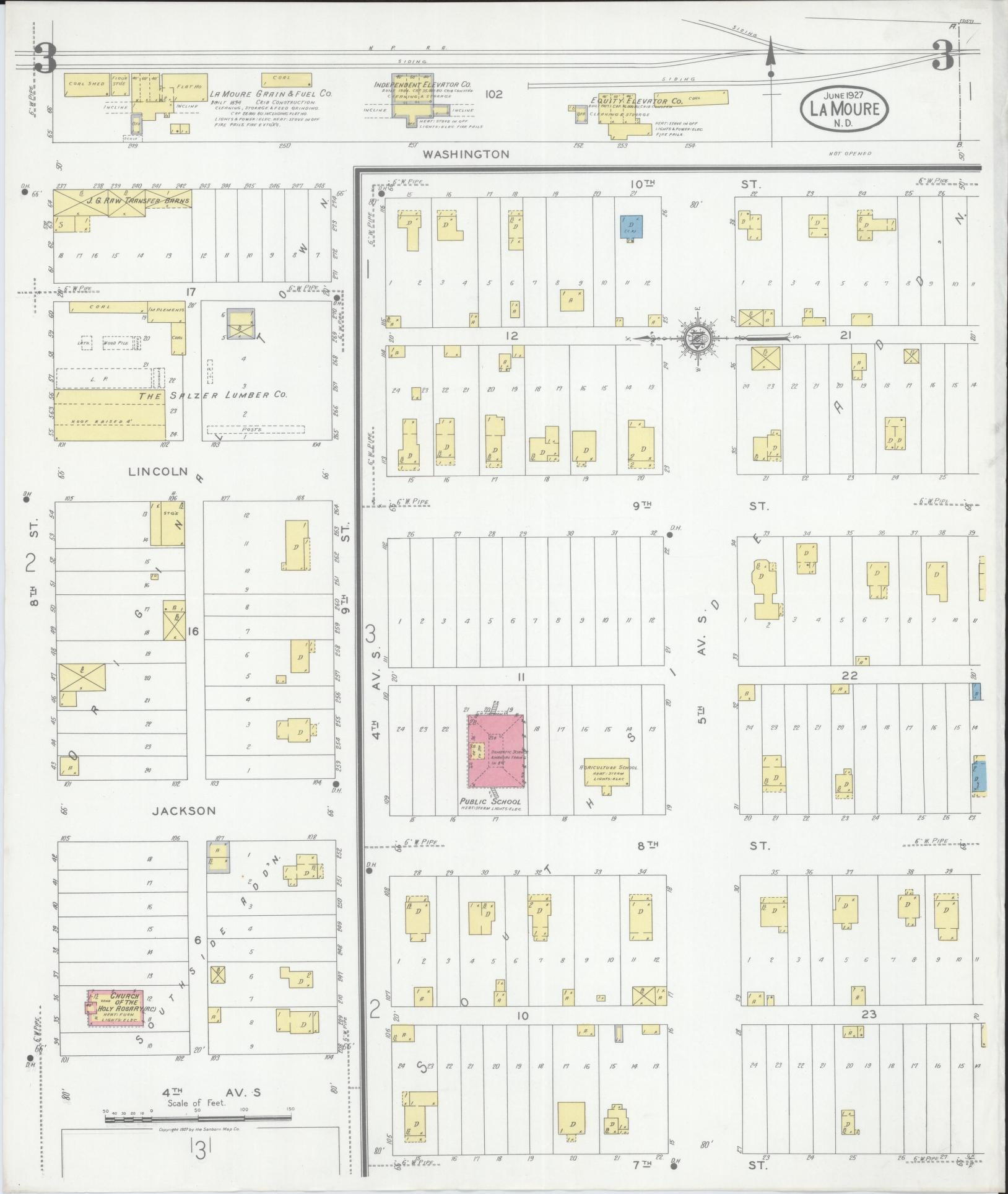 Sanborn Fire Insurance Map from La Moure, La Moure County, North Dakota (1927), Sheet #0003 - Complete Map Set gallery image, historic Sanborn map, vintage wall art, North Dakota North Dakota