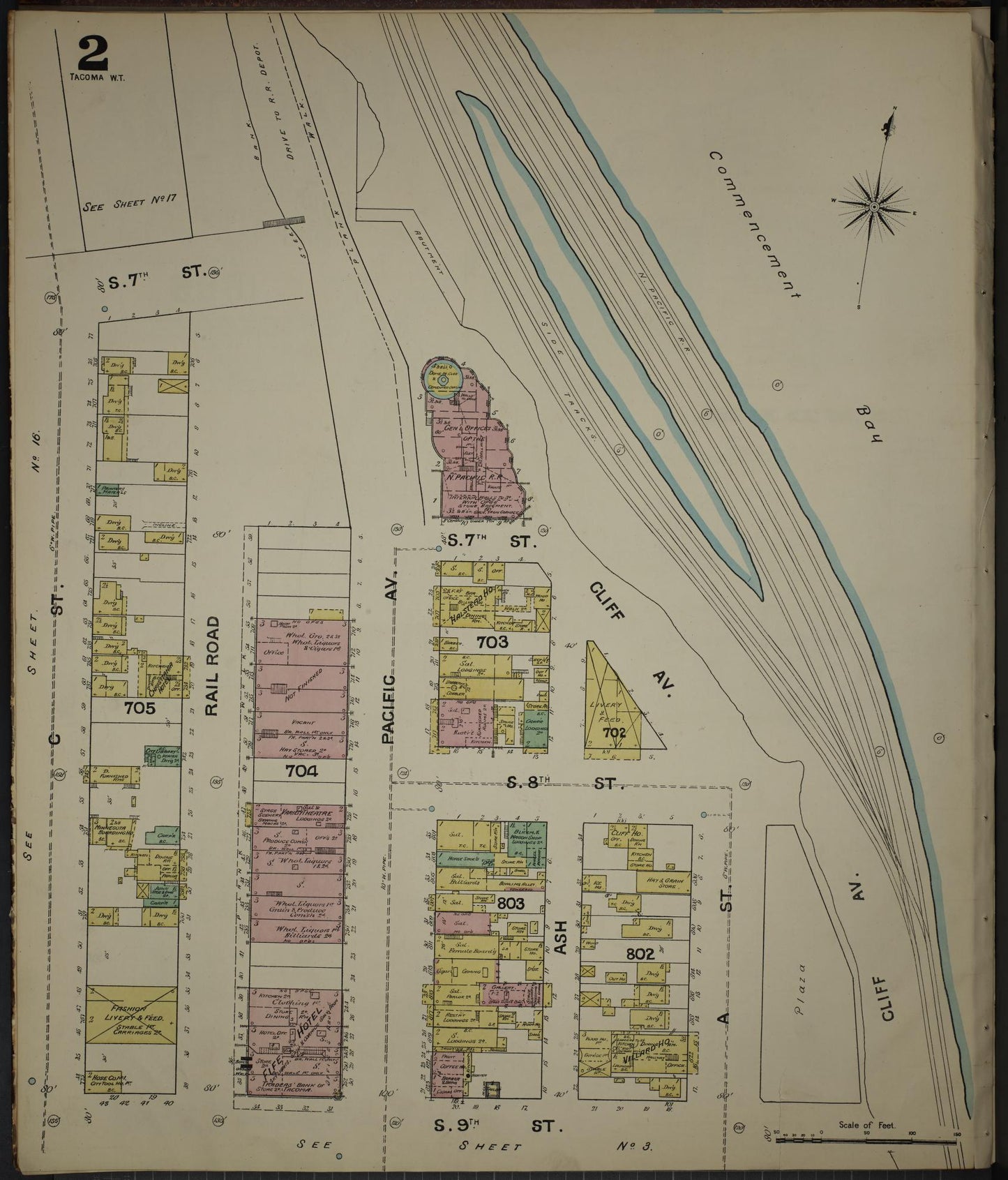 Sanborn Fire Insurance Map from Tacoma, Pierce County, Washington (1888), Sheet #0002 - Complete Map Set gallery image, historic Sanborn map, vintage wall art, Washington Washington