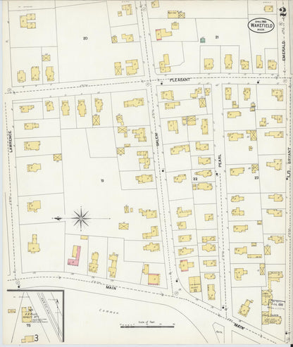 Sanborn Fire Insurance Map from Wakefield, Middlesex County, Massachusetts (1903), Sheet #0002 - Historic Sanborn Fire Insurance Map Print, vintage old map wall art, antique decor, genealogy gift, Massachusetts Massachusetts map