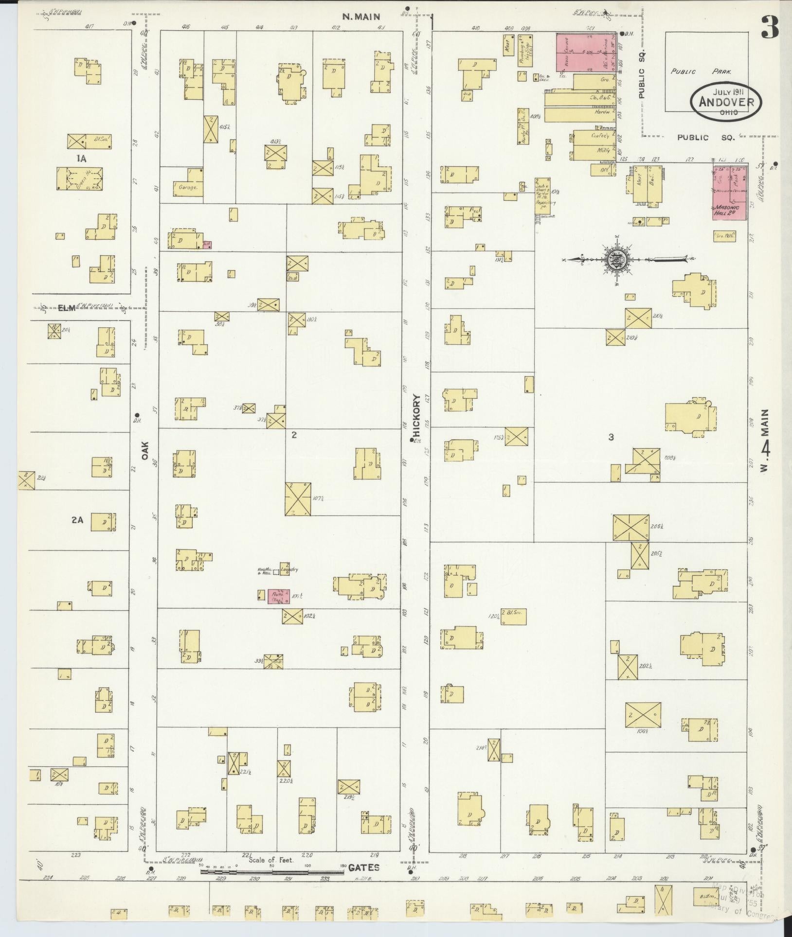 Sanborn Fire Insurance Map from Andover, Ashtabula County, Ohio (1911), Sheet #0003 - Complete Map Set gallery image, historic Sanborn map, vintage wall art, Ohio Ohio