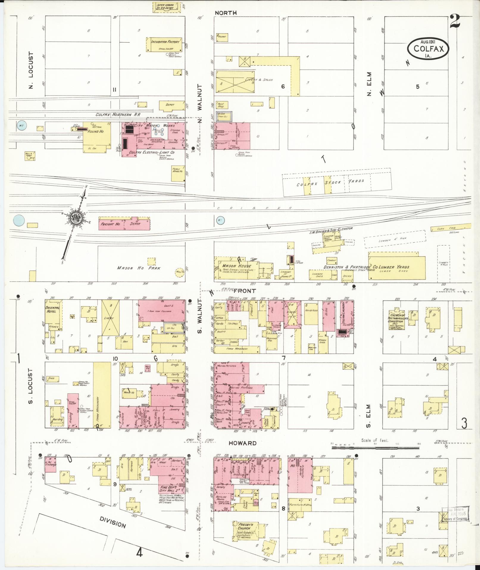 Sanborn Fire Insurance Map from Colfax, Jasper County, Iowa (1911), Sheet #0002 - Historic Sanborn Fire Insurance Map Print, vintage old map wall art