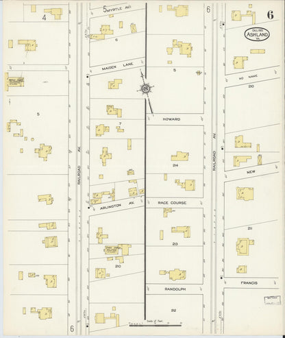 Sanborn Fire Insurance Map from Ashland, Hanover County, Virginia (1913), Sheet #0006 - Complete Map Set gallery image, historic Sanborn map, vintage wall art, Virginia Virginia