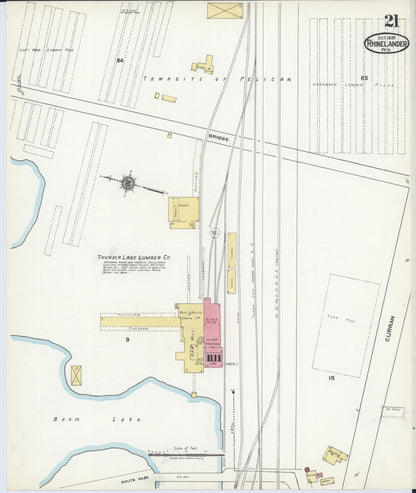 Sanborn Fire Insurance Map from Rhinelander, Oneida County, Wisconsin (1920), Sheet #0021 - Complete Map Set gallery image, historic Sanborn map, vintage wall art, Wisconsin Wisconsin