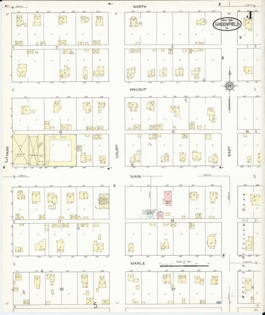 Sanborn Fire Insurance Map from Greenfield, Adair County, Iowa (1914), Sheet #0004 - Historic Sanborn Fire Insurance Map Print, vintage old map wall art