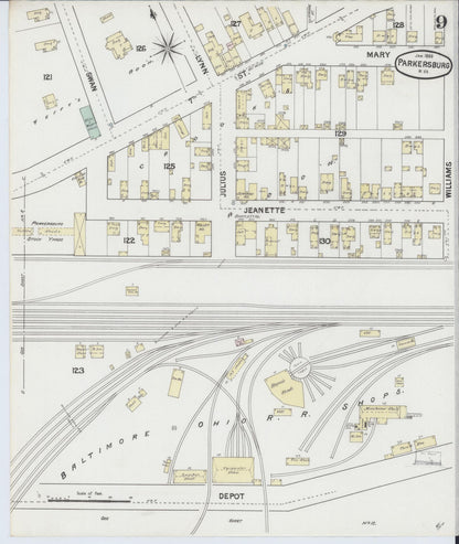 Sanborn Fire Insurance Map from Parkersburg, Wood County, West Virginia (1889), Sheet #0009 - Complete Map Set gallery image, historic Sanborn map, vintage wall art, West Virginia West Virginia