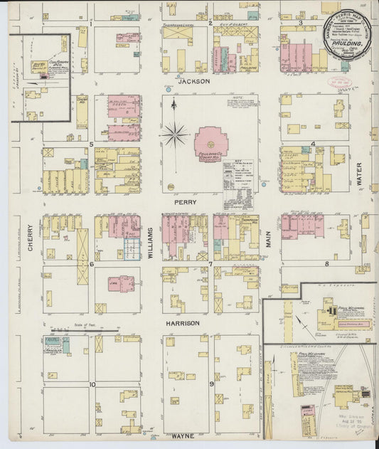 Sanborn Fire Insurance Map from Paulding, Paulding County, Ohio (1892), Sheet #0001 - Historic Sanborn Fire Insurance Map Print, vintage old map wall art, antique decor, genealogy gift, Ohio Ohio map