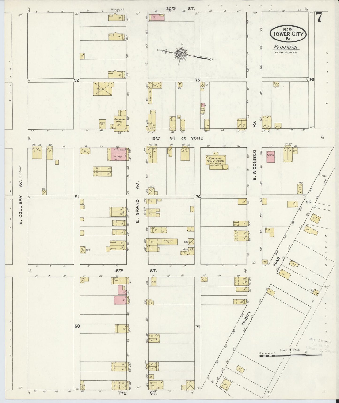 Sanborn Fire Insurance Map from Tower City, Schuylkill County, Pennsylvania (1911), Sheet #0007 - Complete Map Set gallery image, historic Sanborn map, vintage wall art, Pennsylvania Pennsylvania