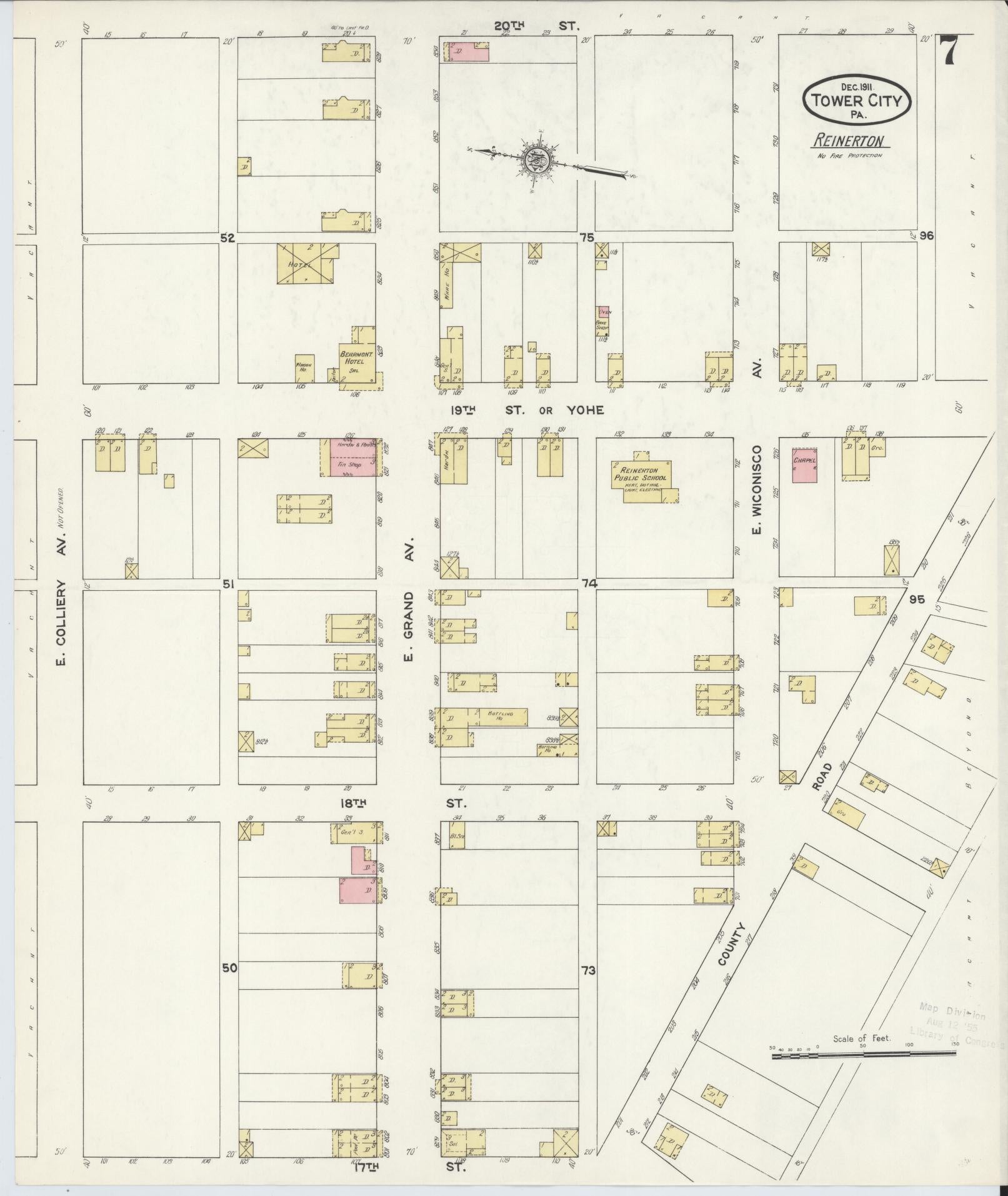 Sanborn Fire Insurance Map from Tower City, Schuylkill County, Pennsylvania (1911), Sheet #0007 - Complete Map Set gallery image, historic Sanborn map, vintage wall art, Pennsylvania Pennsylvania