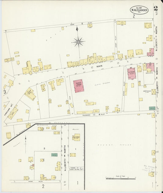 Sanborn Fire Insurance Map from West Alexander, Washington County, Pennsylvania (1907), Sheet #0002 - Historic Sanborn Fire Insurance Map Print, vintage old map wall art, antique decor, genealogy gift, Pennsylvania Pennsylvania map