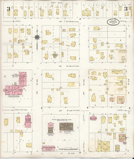 Sanborn Fire Insurance Map from Aitkin, Aitkin County, Minnesota (1936), Sheet #0003 - Historic Sanborn Fire Insurance Map Print, vintage old map wall art, antique decor, genealogy gift, Minnesota Minnesota map