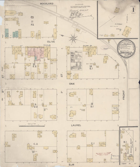 Sanborn Fire Insurance Map from Davis, Yolo County, California. (1888) – Historic Sanborn Fire Insurance Map Print