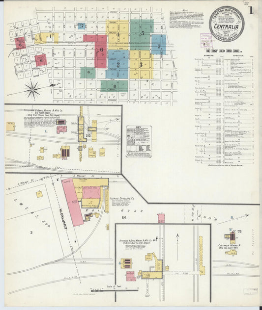 Sanborn Fire Insurance Map from Centralia, Marion, Clinton, Jefferson, and Washington Counties, Illinois (1902), Sheet #0001 - Historic Sanborn Fire Insurance Map Print, vintage old map wall art, antique decor, genealogy gift, Illinois Illinois map