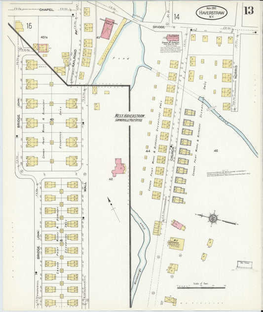 Sanborn Fire Insurance Map from Haverstraw, Rockland County, New York (1910), Sheet #0013 - Historic Sanborn Fire Insurance Map Print, vintage old map wall art, antique decor, genealogy gift, New York New York map