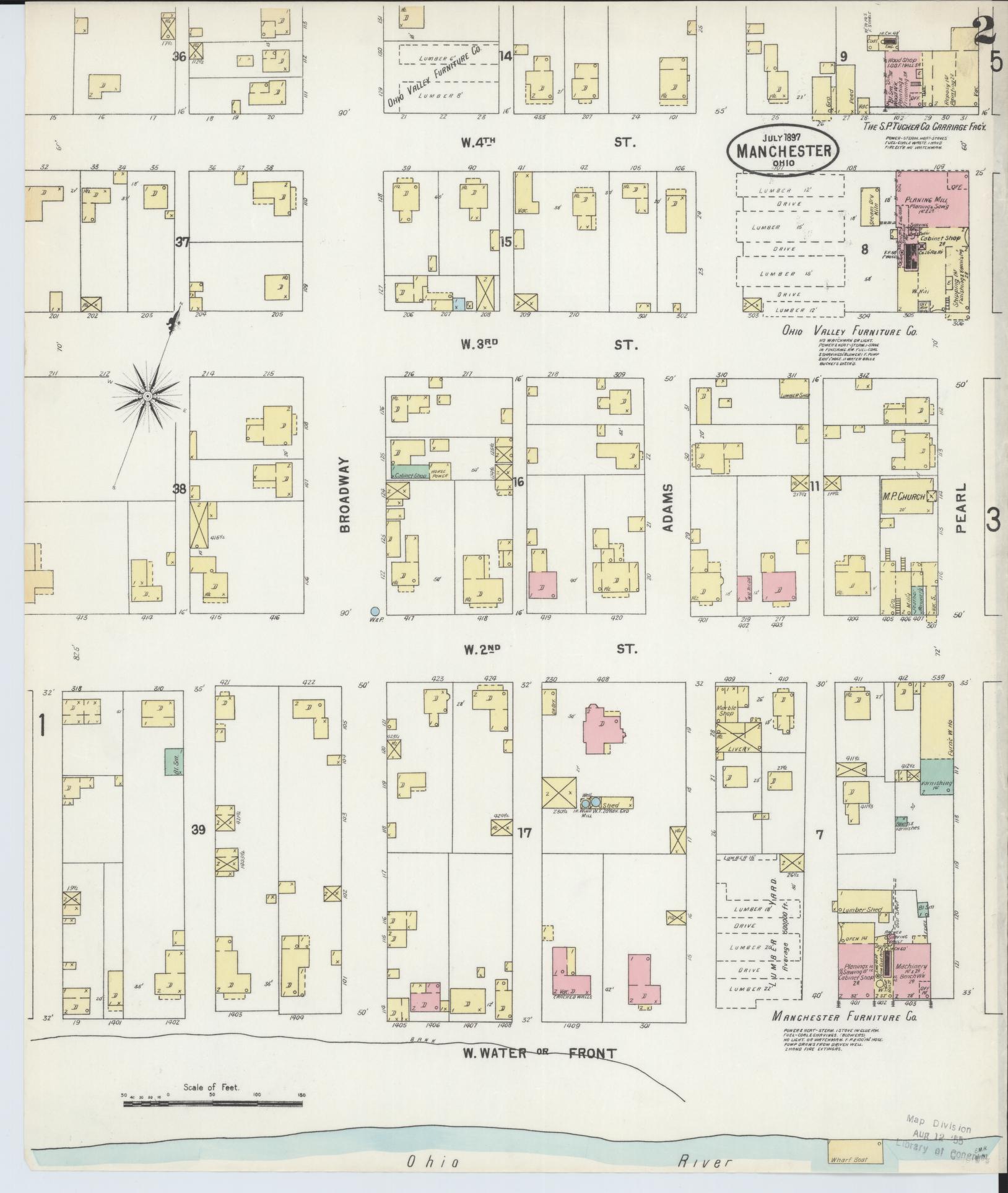 Sanborn Fire Insurance Map from Manchester, Adams County, Ohio (1897), Sheet #0002 - Historic Sanborn Fire Insurance Map Print, vintage old map wall art, antique decor, genealogy gift, Ohio Ohio map