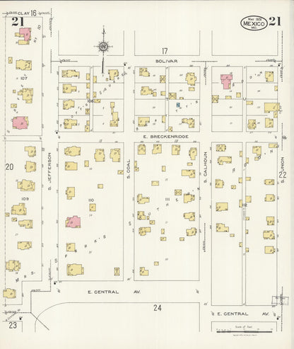 Sanborn Fire Insurance Map from Mexico, Audrain County, Missouri (1926), Sheet #0021 - Complete Map Set gallery image, historic Sanborn map, vintage wall art, Missouri Missouri