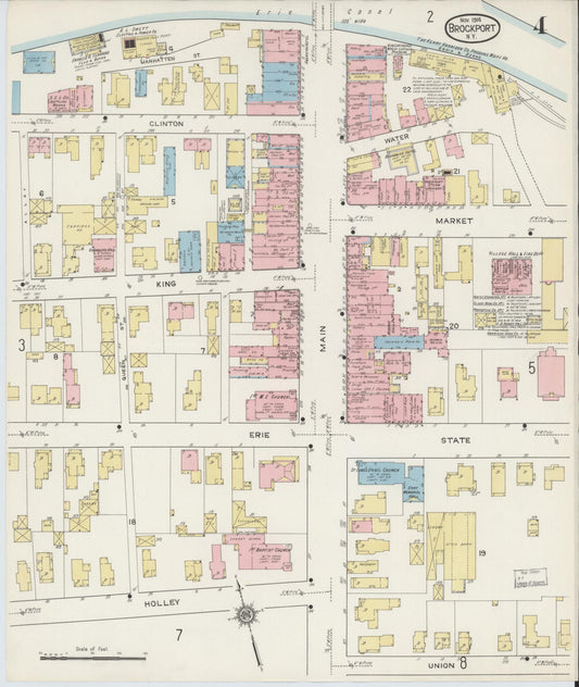 Sanborn Fire Insurance Map from Brockport, Monroe County, New York (1914), Sheet #0004 - Historic Sanborn Fire Insurance Map Print, vintage old map wall art, antique decor, genealogy gift, New York New York map