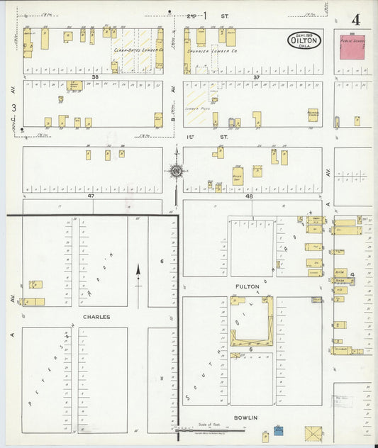 Sanborn Fire Insurance Map from Oilton, Creek County, Oklahoma (1919), Sheet #0004 - Historic Sanborn Fire Insurance Map Print, vintage old map wall art, antique decor, genealogy gift, Oklahoma Oklahoma map