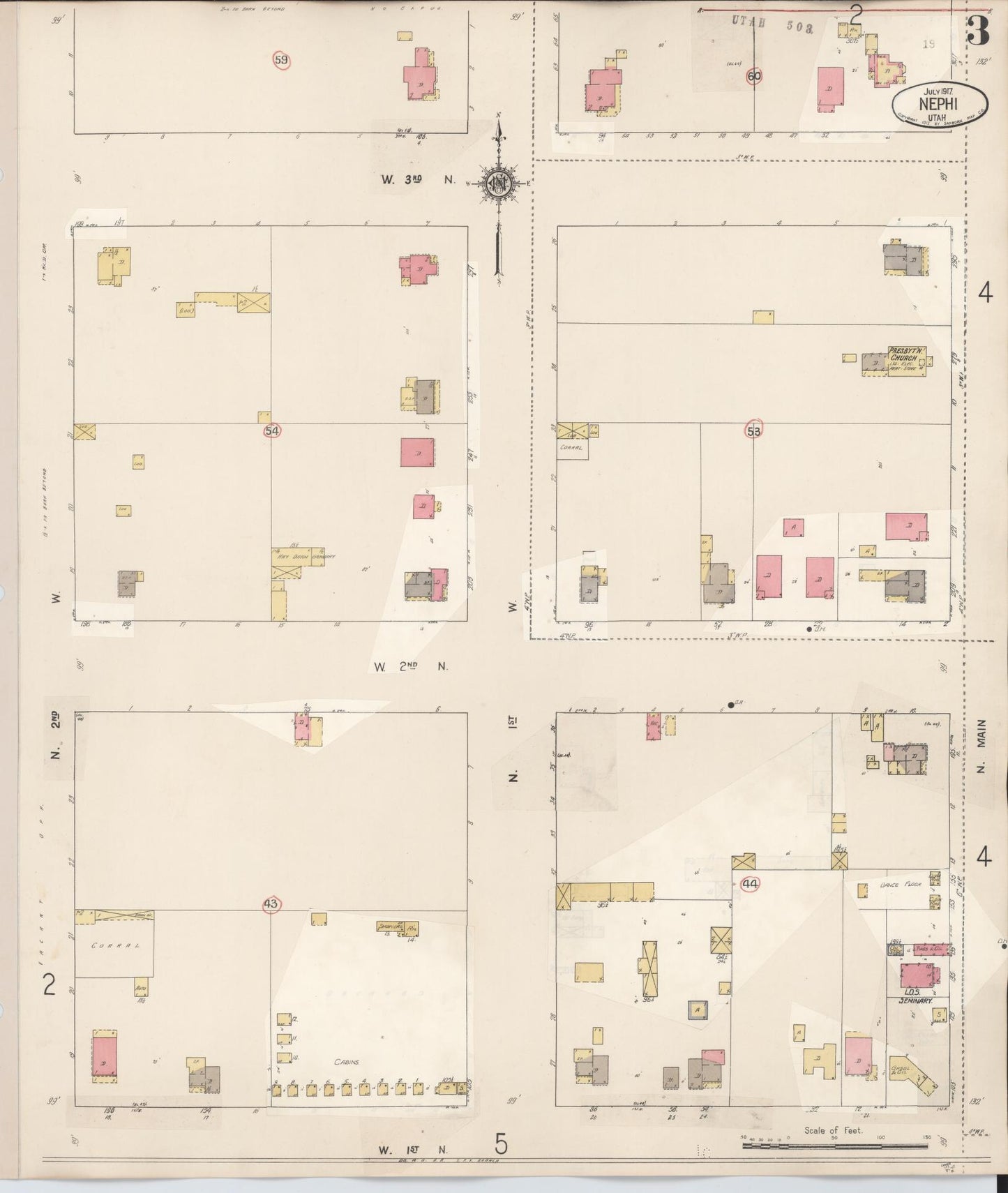 Sanborn Fire Insurance Map from Nephi, Juab County, Utah (1931), Sheet #0003 - Complete Map Set gallery image, historic Sanborn map, vintage wall art, Utah Utah