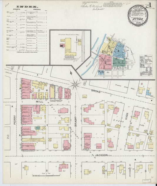 Sanborn Fire Insurance Map from Attica, Fountain County, Indiana. (1892) – Historic Sanborn Fire Insurance Map Print