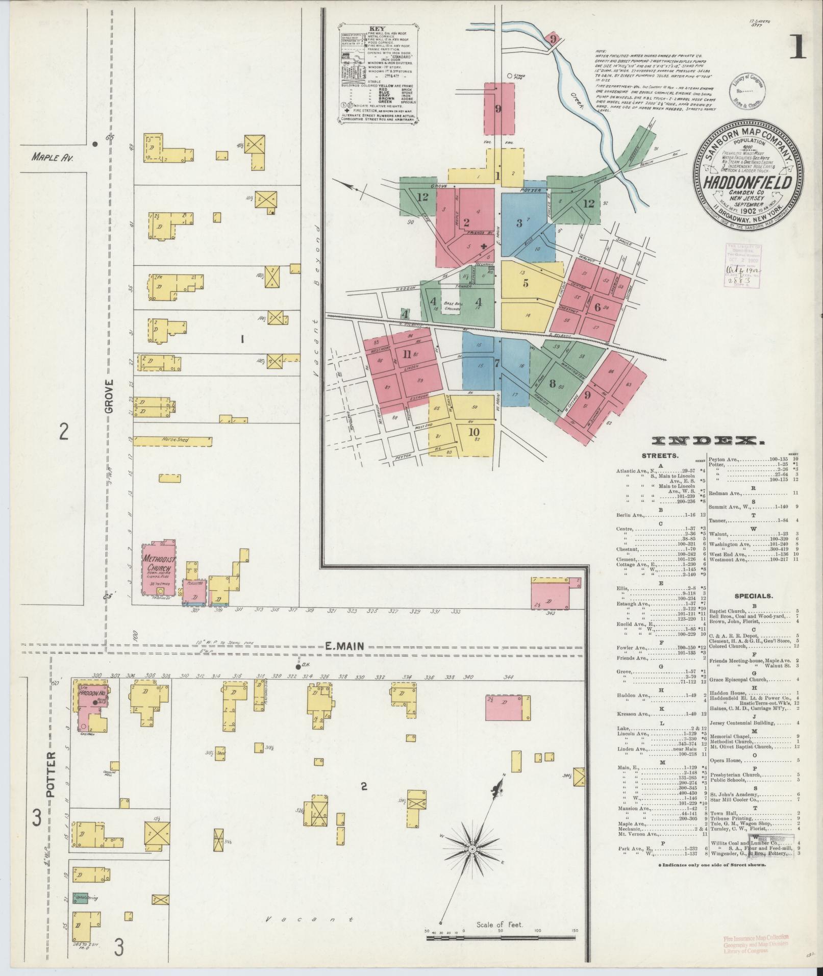 Sanborn Fire Insurance Map from Haddonfield, Camden County, New Jersey. (1902) – Historic Sanborn Fire Insurance Map Print