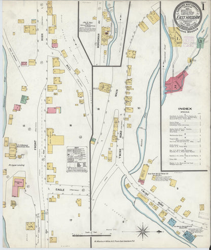 Sanborn Fire Insurance Map from East Haddam, Middlesex County, Connecticut (1908), Sheet #0001 - Complete Map Set gallery image, historic Sanborn map, vintage wall art, Connecticut Connecticut