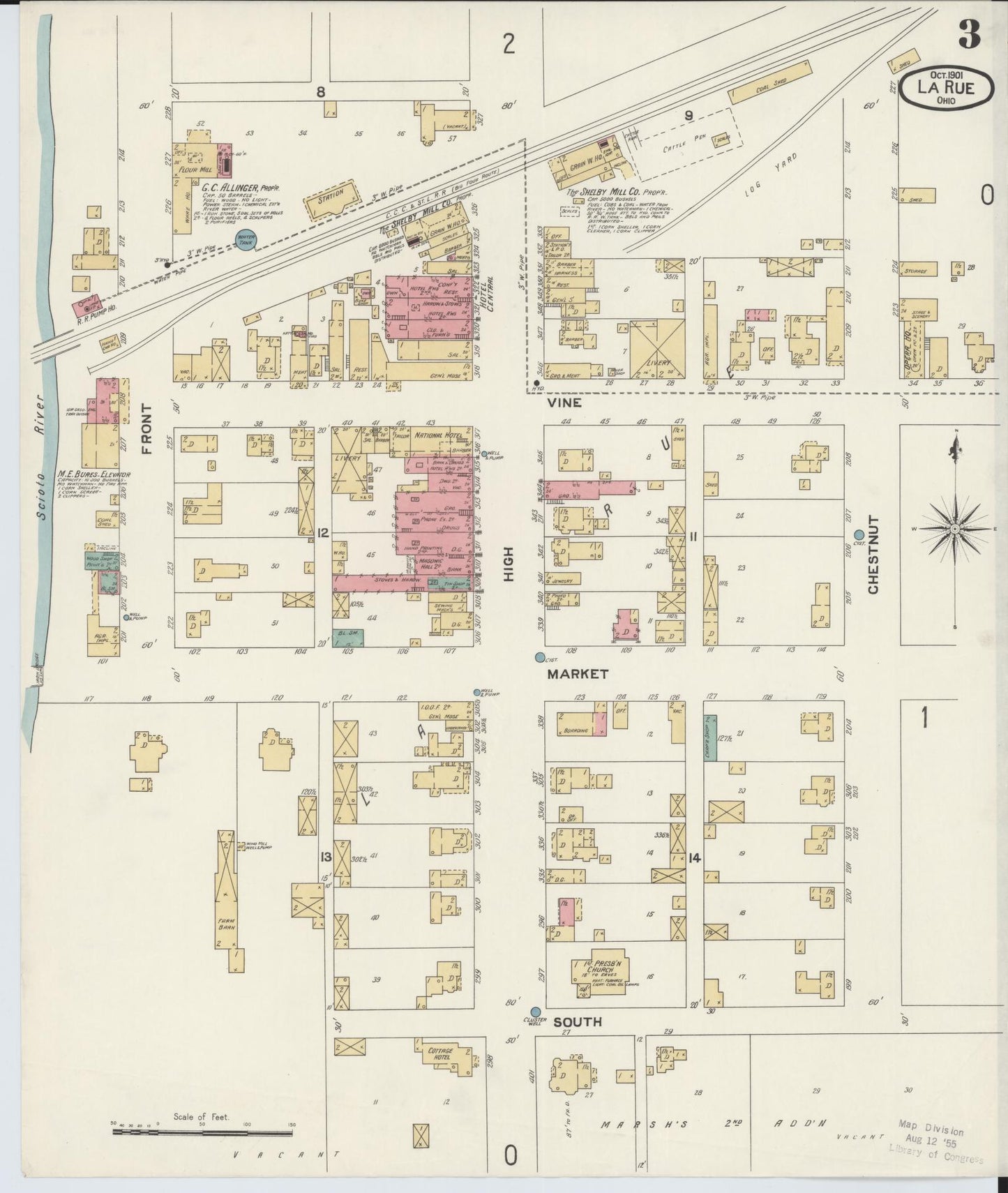 Sanborn Fire Insurance Map from La Rue, Marion County, Ohio (1901), Sheet #0003 - Complete Map Set gallery image, historic Sanborn map, vintage wall art, Ohio Ohio