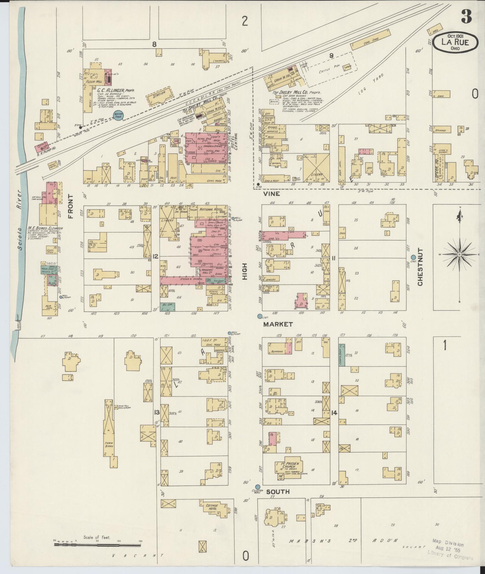 Sanborn Fire Insurance Map from La Rue, Marion County, Ohio (1901), Sheet #0003 - Complete Map Set gallery image, historic Sanborn map, vintage wall art, Ohio Ohio