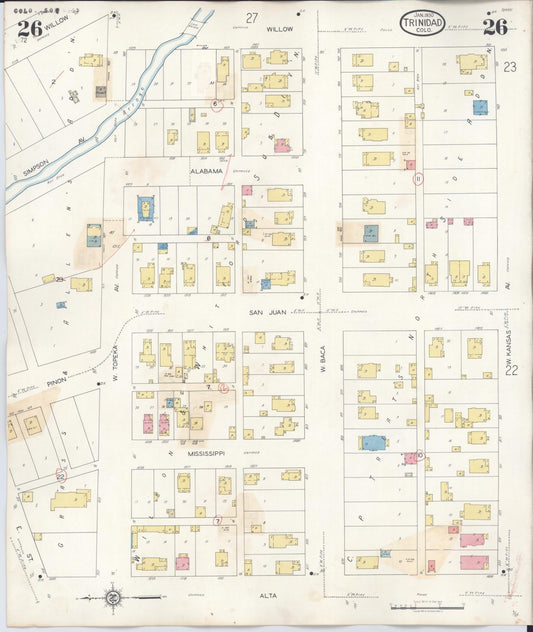 Sanborn Fire Insurance Map from Trinidad, Las Animas County, Colorado (1948), Sheet #0026 - Historic Sanborn Fire Insurance Map Print, vintage old map wall art, antique decor, genealogy gift, Colorado Colorado map