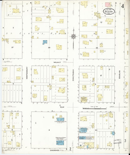 Sanborn Fire Insurance Map from Sedan, Chautauqua County, Kansas (1912), Sheet #0004 - Complete Map Set gallery image, historic Sanborn map, vintage wall art, Kansas Kansas